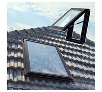 Fenêtres de Toit pour Toit de Maison, Sous-Sol, 50 60 70 80 90 100cm Puits de Lumière pour Toit Plat ou Incliné，Fenêtre de Sortie de Secours en Verre Trempé, Noir, L*W 80x80cm