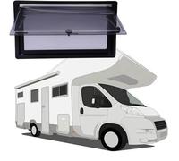 fenêtres de Voiture, Fenêtre latérale extérieure for Camping-Car avec Store Enrouleur et moustiquaire, Noir/Blanc, 90 x 50 cm
