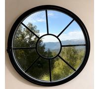 Fenêtres pivotantes en verre trempé, Hublot rond pivotant à 360° avec cadre en aluminium, noir/blanc, plusieurs tailles(Black,100cm/39in)