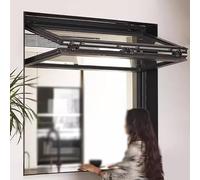 Fenêtres Pliantes pour Concessions, Fenêtres Coulissantes Pliables avec Verre Renforcé, Fenêtre Verticale pour Wagon-restaurant/Café/Boulangerie(Black,WxH 40x24in/101.6x60.9cm)