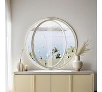 Fenêtres Rondes pivotantes en Verre, hublot Rond pivotant en Alliage d'aluminium avec Film de Protection Solaire et Gants, en Verre trempé pour pâtisserie (Blanc + Transparent, 95 cm / 37,3