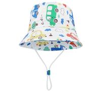 FenFang Chapeau de Soleil Enfant, Casquette de Plage Bebe Chapeau de Pêcheur Garçon Fille, Coton Chapeau Bob Bord Large, Chapeaux de Seau Été 1 2 3 4-8 Ans (2_Years, 4_Years, Voiture Blanche)