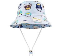 FenFang Chapeau de Soleil Enfant, Casquette de Plage Bebe Chapeau de Pêcheur Garçon Fille, Coton Chapeau Bob Bord Large, Chapeaux de Seau Été 1 2 3 4-8 Ans (as4, Age, 1_Year, 2_Years, Bleu)
