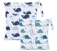 FenFang Sac à Couches, Sac Couches Lavables, 2 PCS Wetbag à Fermeture Eclair Etanche Réutilisable Double Fermeture Sachet à Langer pour Bébé Plage Piscine Garderie Eclair (Vert et Bleu)
