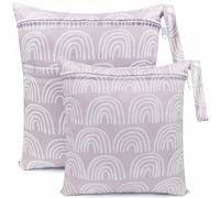 FenFang Sac à Couches, Sac Couches Lavables, 2 PCS Wetbag à Fermeture Eclair Etanche Réutilisable Double Fermeture Sachet à Langer pour Bébé Plage Piscine Garderie Eclair (Gris)