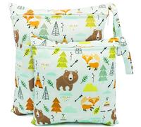 FenFang Sac à Couches, Sac Couches Lavables, 2 PCS Wetbag à Fermeture Eclair Etanche Réutilisable Double Fermeture Sachet à Langer pour Bébé Plage Piscine Garderie Eclair (Vert)