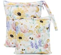 FenFang Sac à Couches, Sac Couches Lavables, 2 PCS Wetbag à Fermeture Eclair Etanche Réutilisable Double Fermeture Sachet à Langer pour Bébé Plage Piscine Garderie Eclair (Coloré)
