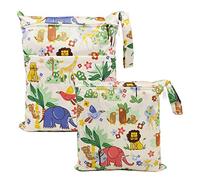FenFang Sac à Couches, Sac Couches Lavables, 2 PCS Wetbag à Fermeture Eclair Etanche Réutilisable Double Fermeture Sachet à Langer pour Bébé Plage Piscine Garderie Eclair (Beige)