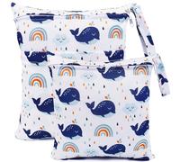 FenFang Sac à Couches, Sac Couches Lavables, 2 PCS Wetbag à Fermeture Eclair Etanche Réutilisable Double Fermeture Sachet à Langer pour Bébé Plage Piscine Garderie Eclair (Blanc)