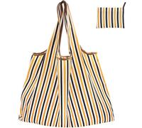 FenFang Sac Pliable Courses Poche Grande，Sac à Provisions Cabas Réutilisable, Sac Shopping Pliable Pochette Tissu, Sac Grocery Bandoulière pour Extérieur Voyage, 56 X 67 cm (Jaune)