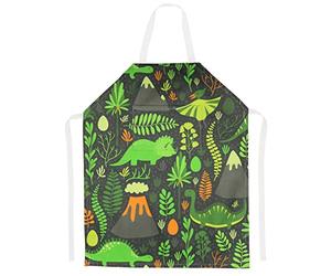 FenFang Tablier Cuisine Enfant Garcons Filles, Tablier Peinture avec Poche, Tabliers Enfants Jardinage de Chef en Motif Dinosaure pour Jardin Cuisson Pâtisserie Artisanat Coloriage École Fête, Noir