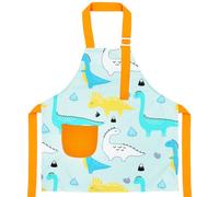 FenFang Tablier Cuisine Enfant Imperméable, Tablier Peinture Réglable, Tabliers Garcons Filles de Jardinage Chef pour Cuisson Pâtisserie Artisanat Coloriage École Fête 2-12 Ans (Dinosaure Bleu, S)