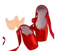 FENG Chaussures de danse professionnelles roses avec bande cousue et coussinets en silicone pour femme, Paillasson rouge, 42 EU