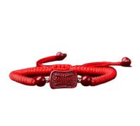 Feng Shui à Quartz en Cristal de Cinabre à Cordes Rouges Amulette Bonne Chance de Perles Extensible Rond Talisman Pierre en Cristal Vintage Femmes Hommes, Rouge