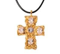 Feng Shui Accessoires pour Filles Collier de Croix Occidentale en Corde de Cuir en Argent Sterling 925 pour Femmes et Hommes, Ensemble de Boucles d'oreilles Collier de Croix Occidentale Classique