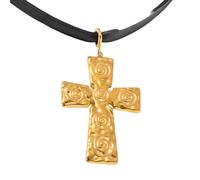 Feng Shui Accessoires pour Filles Collier de Croix Occidentale en Corde de Cuir en Argent Sterling 925 pour Femmes et Hommes, Ensemble de Boucles d'oreilles Collier de Croix Occidentale Classique