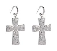 Feng Shui Accessoires pour Filles Collier de Croix Occidentale en Corde de Cuir en Argent Sterling 925 pour Femmes et Hommes, Ensemble de Boucles d'oreilles Collier de Croix Occidentale Classique