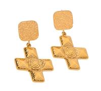 Feng Shui Accessoires pour Filles Collier de Croix Occidentale en Corde de Cuir en Argent Sterling 925 pour Femmes et Hommes, Ensemble de Boucles d'oreilles Collier de Croix Occidentale Classique