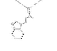 Feng Shui Accessoires pour Filles Collier de sérotonine en Argent Sterling 925 pour Femmes et Hommes, bière 3D Trinitrotolu Vitamine C cocaïne Eau DMT molécule Science biologie Chimique Pendentif à