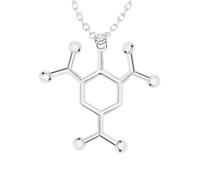 Feng Shui Accessoires pour Filles Collier de sérotonine en Argent Sterling 925 pour Femmes et Hommes, bière 3D Trinitrotolu Vitamine C cocaïne Eau DMT molécule Science biologie Chimique Pendentif à
