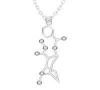 Feng Shui Accessoires pour Filles Collier de sérotonine en Argent Sterling 925 pour Femmes et Hommes, bière 3D Trinitrotolu Vitamine C cocaïne Eau DMT molécule Science biologie Chimique Pendentif à