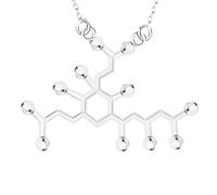 Feng Shui Accessoires pour Filles Collier de sérotonine en Argent Sterling 925 pour Femmes et Hommes, bière 3D Trinitrotolu Vitamine C cocaïne Eau DMT molécule Science biologie Chimique Pendentif à