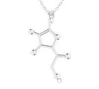 Feng Shui Accessoires pour Filles Collier de sérotonine en Argent Sterling 925 pour Femmes et Hommes, bière 3D Trinitrotolu Vitamine C cocaïne Eau DMT molécule Science biologie Chimique Pendentif à