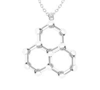 Feng Shui Accessoires pour Filles Collier de sérotonine en Argent Sterling 925 pour Femmes et Hommes, bière 3D Trinitrotolu Vitamine C cocaïne Eau DMT molécule Science biologie Chimique Pendentif à