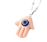 Feng Shui Accessoires pour Filles Collier Hamsa en Argent Sterling 925 pour Femmes et Hommes, Collier de Main Hamsa Multicolore Mauvais œil Simple Dinde chaîne de clavicule Main de Fatima œil Bleu