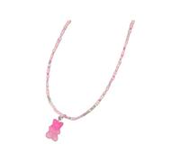 Feng Shui Accessoires pour Filles Collier Ours en Argent Sterling 925 pour Femmes, Amoureux de la Bohême, Collier de Perles de Riz Ours gommeux coloré, Collier Ours gommeux, Bijoux Ours gommeux,