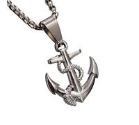 Feng Shui Accessoires pour Filles Collier Pirate en Argent Sterling 925 pour Hommes et Femmes, Collier de chaîne d'ancre Pirates des Caraïbes, Bijoux Pendentif Ancre de Marin, Collier de crâne,