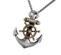 Feng Shui Accessoires pour Filles Collier Pirate en Argent Sterling 925 pour Hommes et Femmes, Collier de chaîne d'ancre Pirates des Caraïbes, Bijoux Pendentif Ancre de Marin, Collier de crâne,