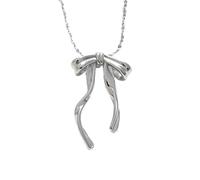Feng Shui Accessoires pour Filles, Pendentif en Acier Inoxydable avec nœud Papillon et breloque en métal plaqué Platine PVD, Cadeau d'anniversaire Jewelry-T93