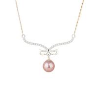 Feng Shui Accessoires pour Filles Pendentif nœud Papillon européen CZ chaîne de Collier en Argent Sterling S925 pour Femmes Cadeau de fête d'anniversaire Bijoux de mariage-T130 Cadeau
