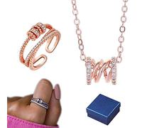 Feng Shui Accessoires pour Filles pour Fille - Collier S925 Drive Away Your Anxiety Fidget Rings, Bague de méditation plaquée Or 14 carats, Collier de Bague de soulagement de l'anxiété, Bague