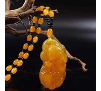 Feng Shui Ambre Richesse Pendentif Collier avec Boucle Harmonie Naturel Authentique Chakra Guérison Reiki Attirer La Richesse Amulette Bonne Fortune Ward Esprits Bonne Chance Collier,H