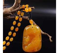 Feng Shui Ambre Richesse Pendentif Collier avec Boucle Harmonie Naturel Authentique Chakra Guérison Reiki Attirer La Richesse Amulette Bonne Fortune Ward Esprits Bonne Chance Collier,G