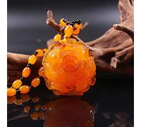 Feng Shui Ambre Richesse Pendentif Collier avec Boucle Harmonie Naturel Authentique Chakra Guérison Reiki Attirer La Richesse Amulette Bonne Fortune Ward Esprits Bonne Chance Collier,F