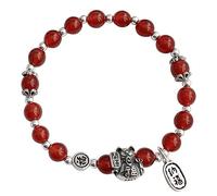 Feng Shui Amulet Wealth Bracelet Natural Red Agate S925 STERLING Silver Perles Charmes Bracelet Chinois Cadeaux pour attirer de l'argent pour la bonne fortune Courageuse Bring Prosperity Cinabar