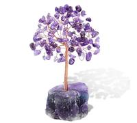Feng Shui Arbre en Cristal Améthyste Nizirioo : Arbre d'Argent en Pierres Précieuses Naturelles, Fait à la Main, Fil Enroulé, Pierres Roulées, Base d'Agate