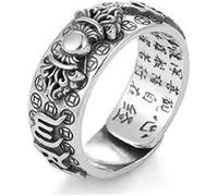 feng shui bague mantra, bague fantaisie, Feng Shui Pixiu Mantra Ring SSilver Bouddhiste Bonne Chance Amulette Mantra Double Protection Richesse Amour Santé Anneau Cadeau for Hommes Femmes ( Couleur :