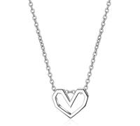 Feng Shui Bijoux en Argent Sterling 100% pour Femmes, Pendentif en Forme de cœur Creux, Court de 40 Cm, Collier pour Filles et Dames, à la Mode, 925