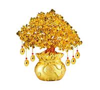 Feng Shui Bonsai Arbre Cristal Richesse et Chance Arbre Décoration de Table pour Home Office 19 cm, Cristal, Jaune, 19 x 16 x 16 cm