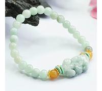 Feng Shui Bracelet Dragon Pixiu Bracelet 6Mm Natural Jadeite Bracelet Antique Jaacelet Antique for Women Men Wealth Amulet Meditation Jewelry Talisman Stone Attract Fortune and
