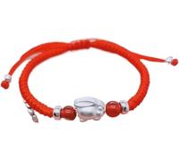 Feng Shui Bracelet Rouge Bracelet du Zodiaque Chinois Bracelet en Argent Sterling Lapin Porte-Bonheur Agate Naturelle Tresse Faite à La Main Fil Rouge Bracelet Ajustable Amulette Bonne Chan