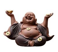 Feng Shui Bracket Light Figurine d'ornement de Bouddha, Petite Statue de Bouddha Riant Statue de Bouddha Heureux Petite Statue de Bouddha Mignonne Figurine de Moine Statue de Bouddha de Jardin de