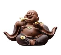 Feng Shui Bracket Light Figurine d'ornement de Bouddha, Petite Statue de Bouddha Riant Statue de Bouddha Heureux Petite Statue de Bouddha Mignonne Figurine de Moine Statue de Bouddha de Jardin de