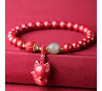 Feng Shui Cinabre Rouge Pendentif Charm Renard De Perles Extensible Richesse Amour Amulette Reiki Vintage Cristal Femmes Hommes Bijoux, 10mm