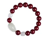 Feng Shui Cinnabar Pixiu Wealth Bracelet Authentique Hétian Jade Chakra Crystal Reiki Amulet Lucky Wealth Ward Off Evil Spirits Bracelet Inspirational Gift For Women Men, 12 mm Cinnabar (Couleur: