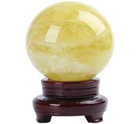 Feng Shui Citrine Crystal Sphere Ball Citrine Crystal Sphere Ball Transparent Crystal Ball Citrine Quartz Crystal with Holder for Wealth 50-200mm for Divination,150mm